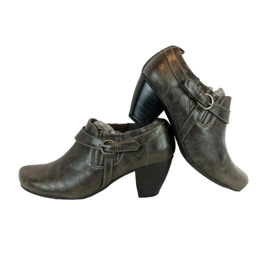 WEAR EVER by Bare Traps Gray Clover Moto Shootie w Straps Bootie Size 7